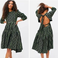 Sister Jane Dream Sugar Chain Midi Dress Black S Embroidery Feminine romantic