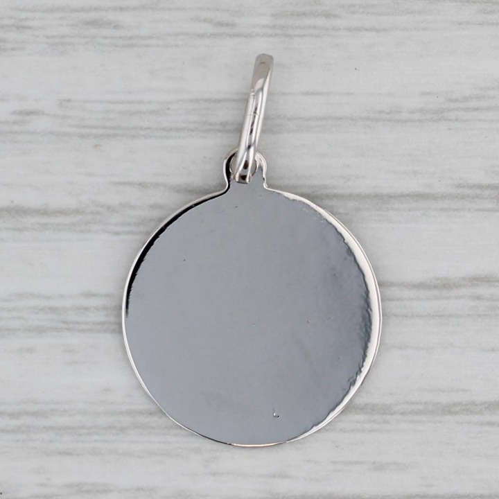 Engravable Medallion Pendant 14k White Gold Charm