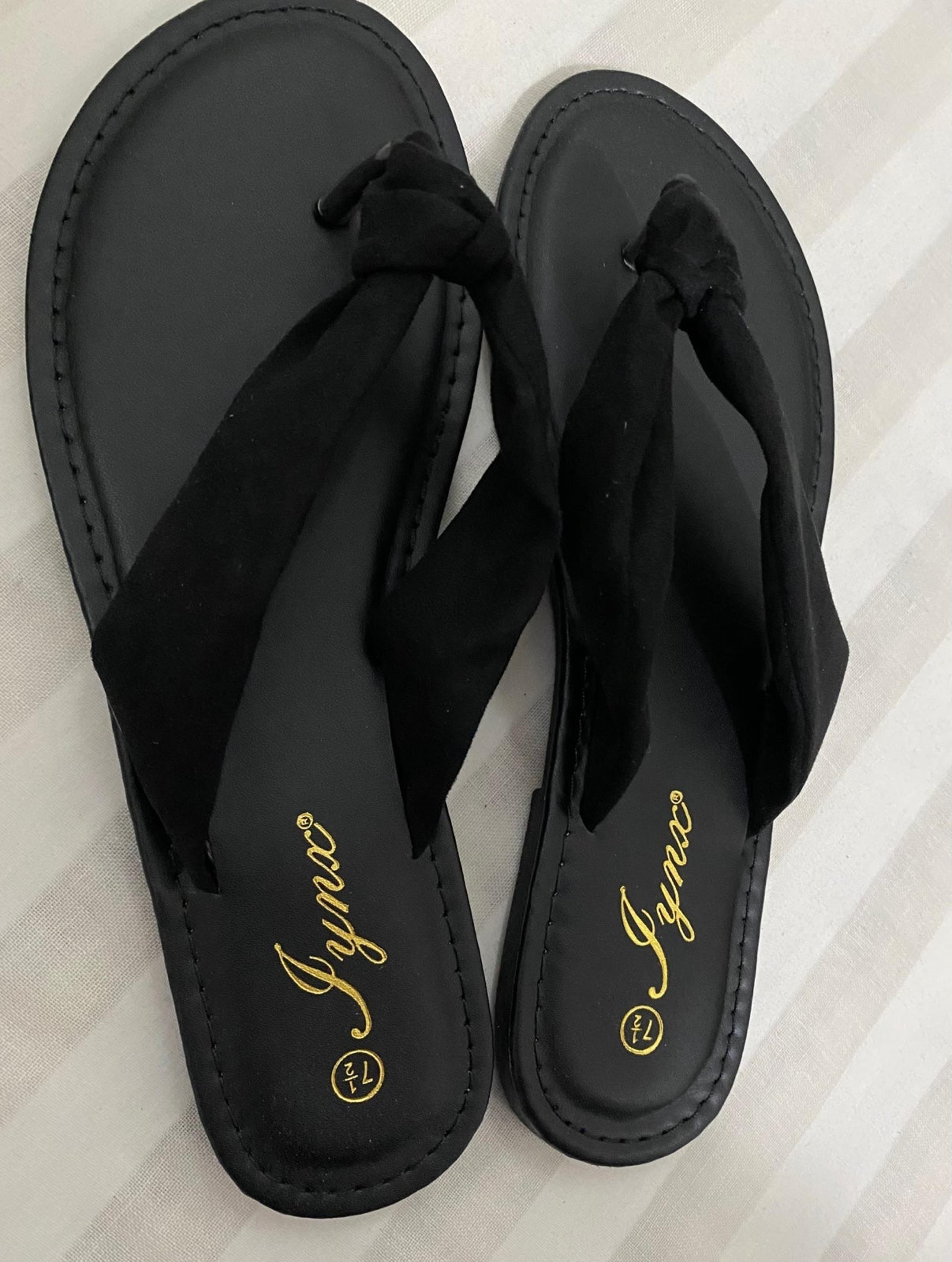 Black Strap Sandals, 7.5