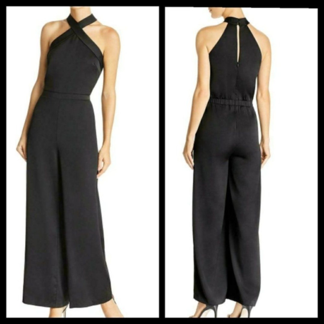 Lucy Paris Black Sleeveless Halter Jumpsuit Large NWT