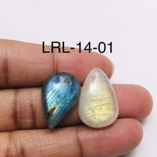 Labradorite & Rainbow Pear Shape Cabochon-2Pc-Lot-LRL-14-01