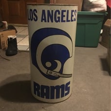 Vintage 1970s Los Angeles Rams Metal Garbage Can
