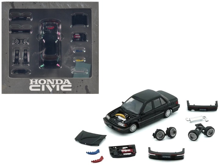 Honda Civic EF2 RHD (Right Hand Drive) Black with Accessories 1/64 Diecast Model