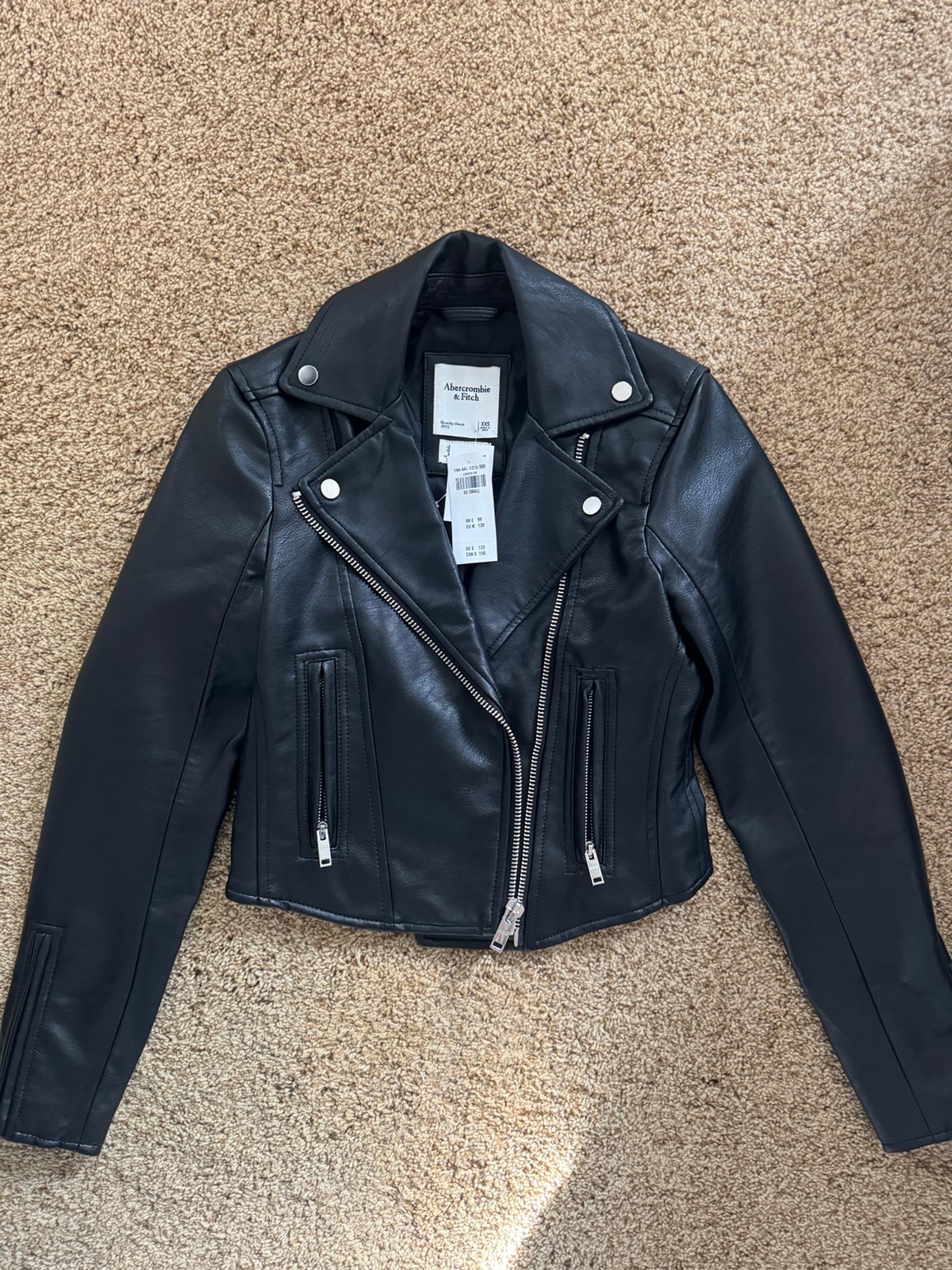 Abercrombie & Fitch Black Vegan Leather Biker Jacket