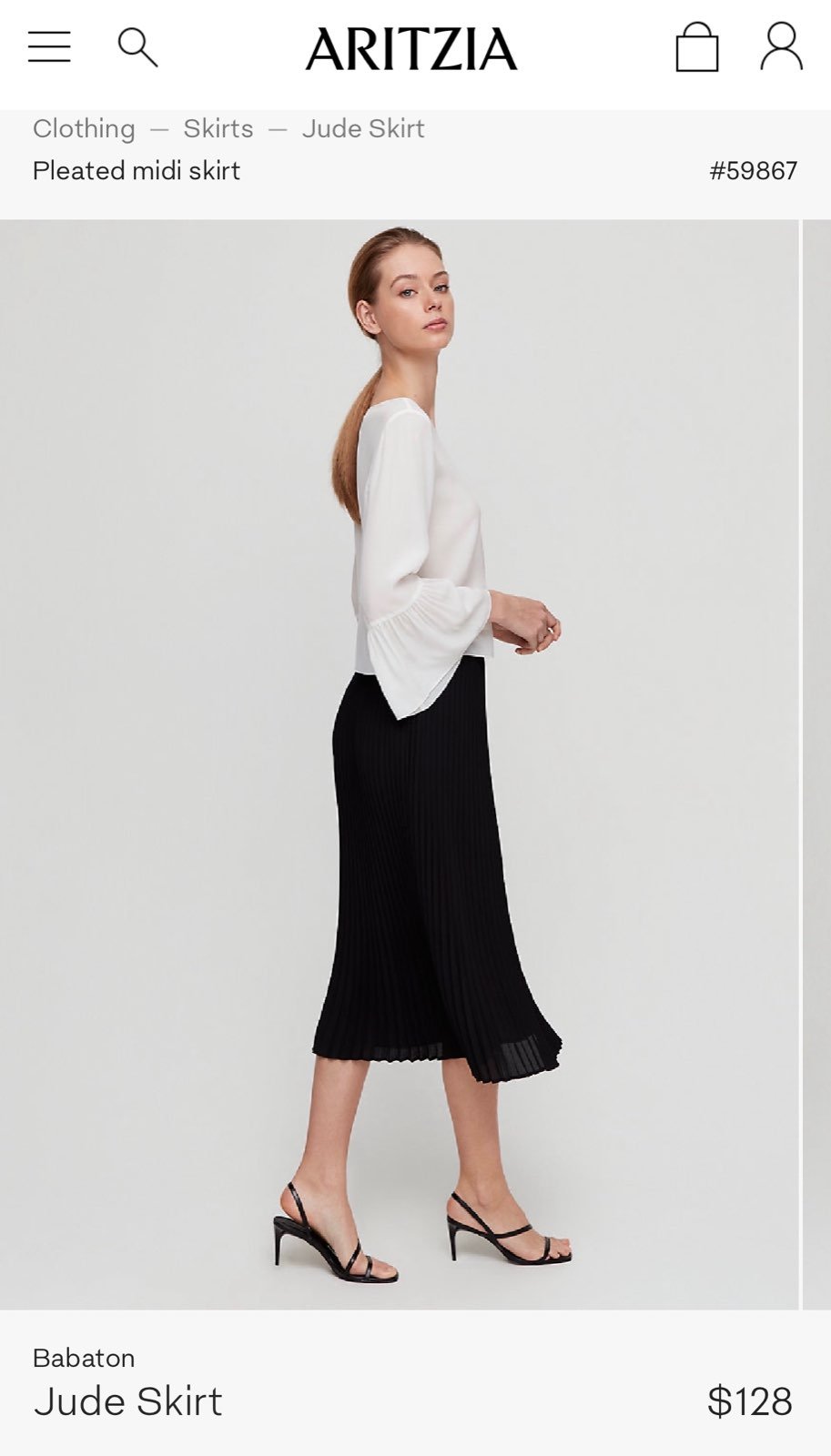 Aritzia Babaton Pleated Midi Skirt