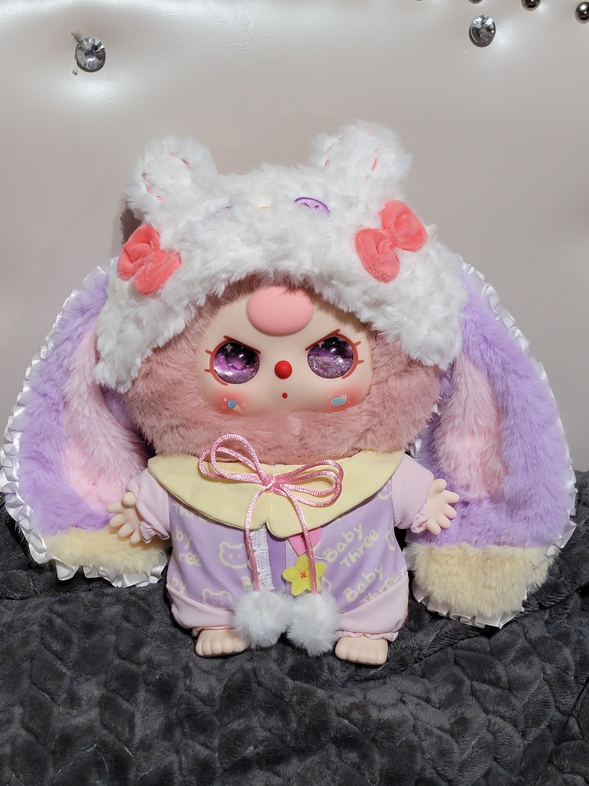 BABY THREE 400% PANJAMA - PINK BUNNY - PURPLE LIQUID EYES