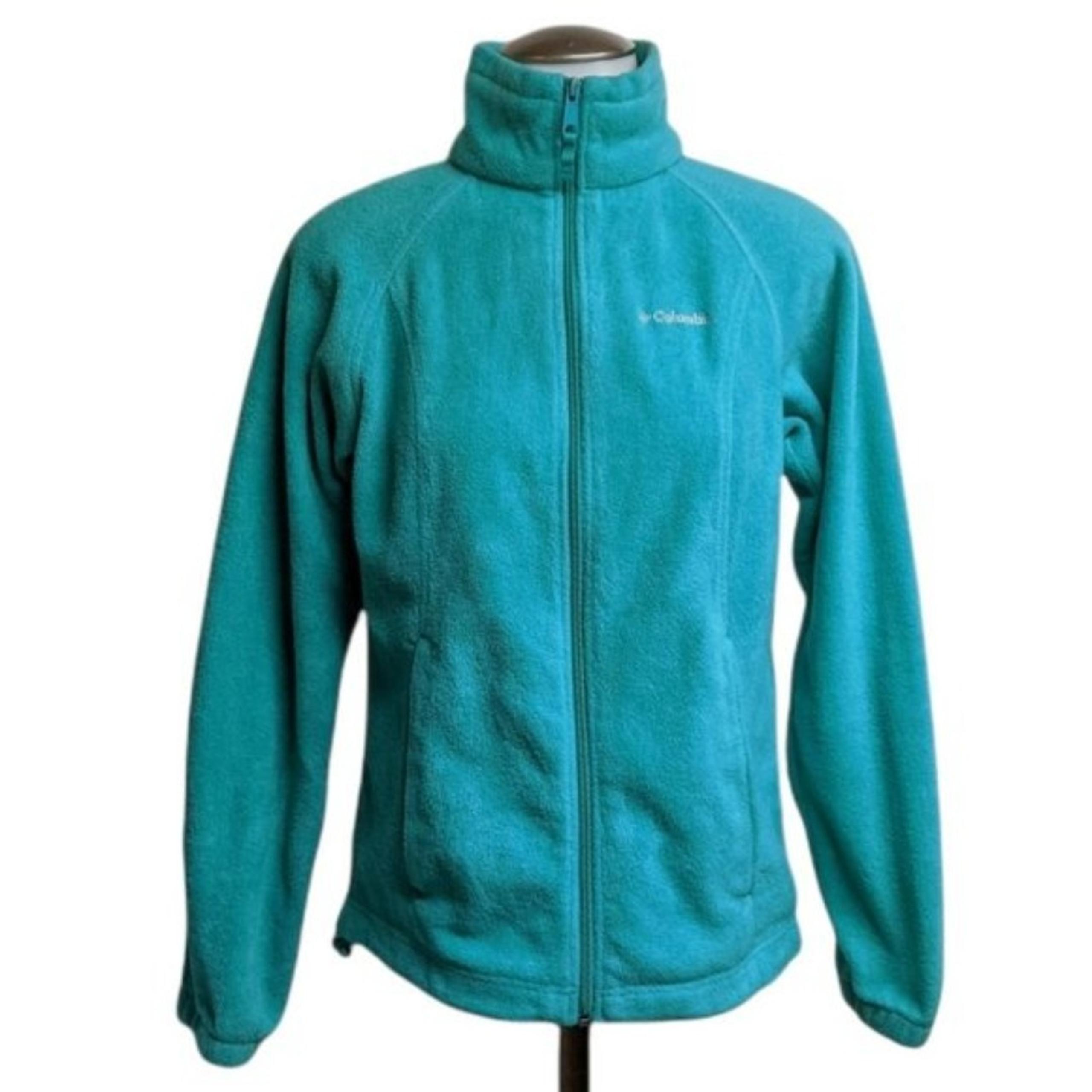 Columbia Benton Springs Fleece Full Zip Sweater Women Small Teal Blue S