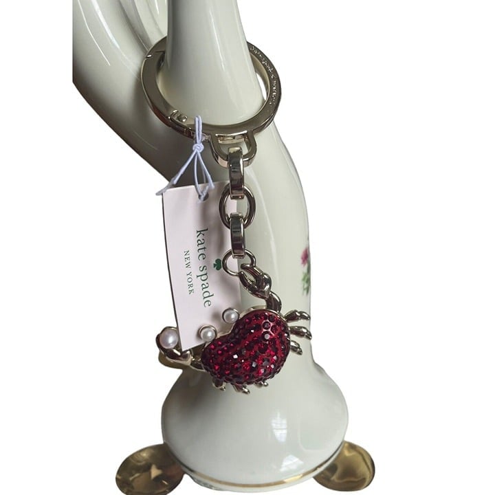 NWT Kate Spade Pinch Me Faux Pearl Crab Keychain Bag Charm