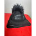 Adrienne Landau WOMEN's Fur Pom Pom BLACK Metallic Beanie Hat NWOT