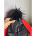 Adrienne Landau WOMEN's Fur Pom Pom BLACK Metallic Beanie Hat NWOT