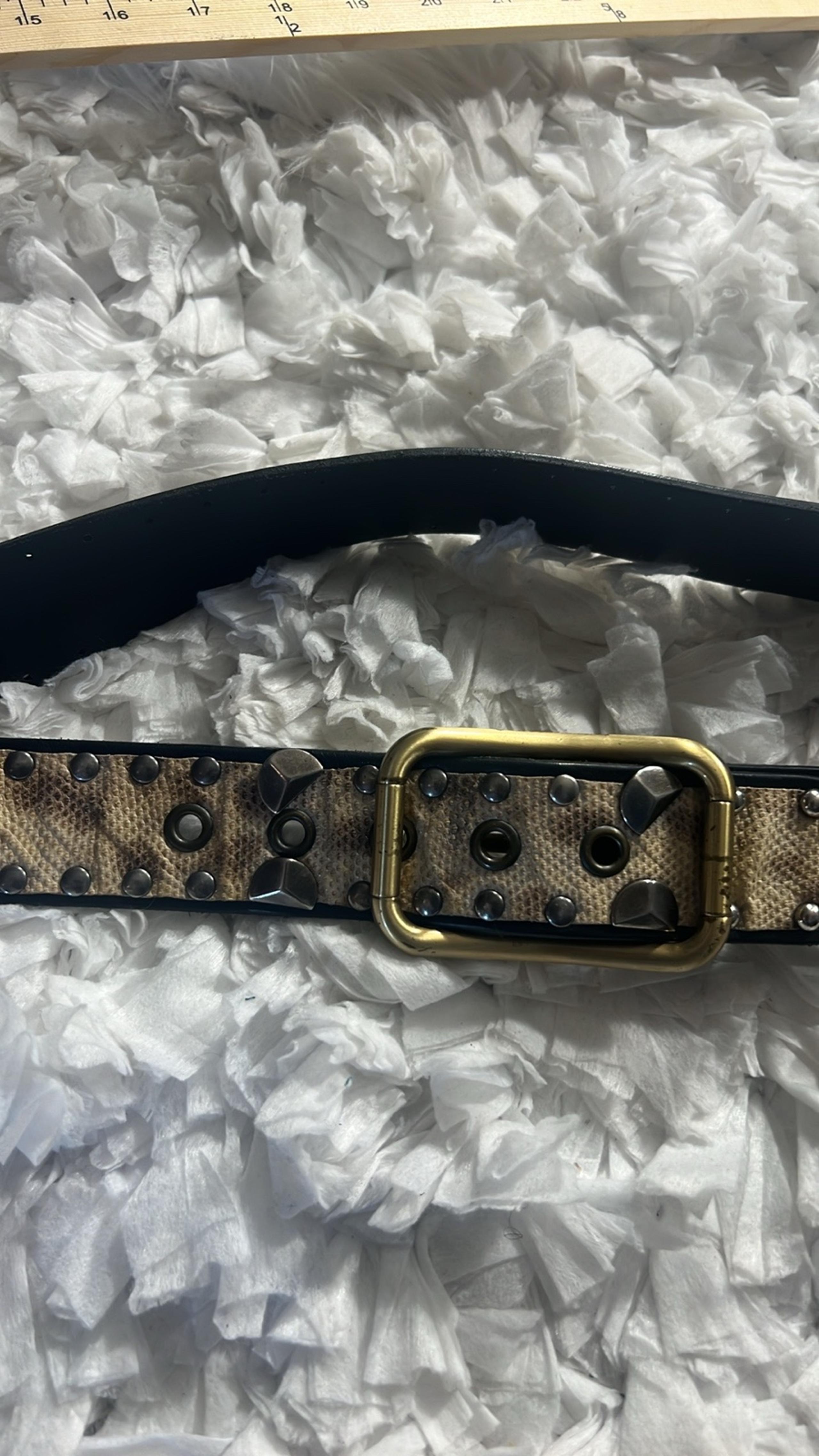 Dolce & Gabbana Leather Studded Snakeskin 2 Tone Belt Men’s Size 95cm 36 inch