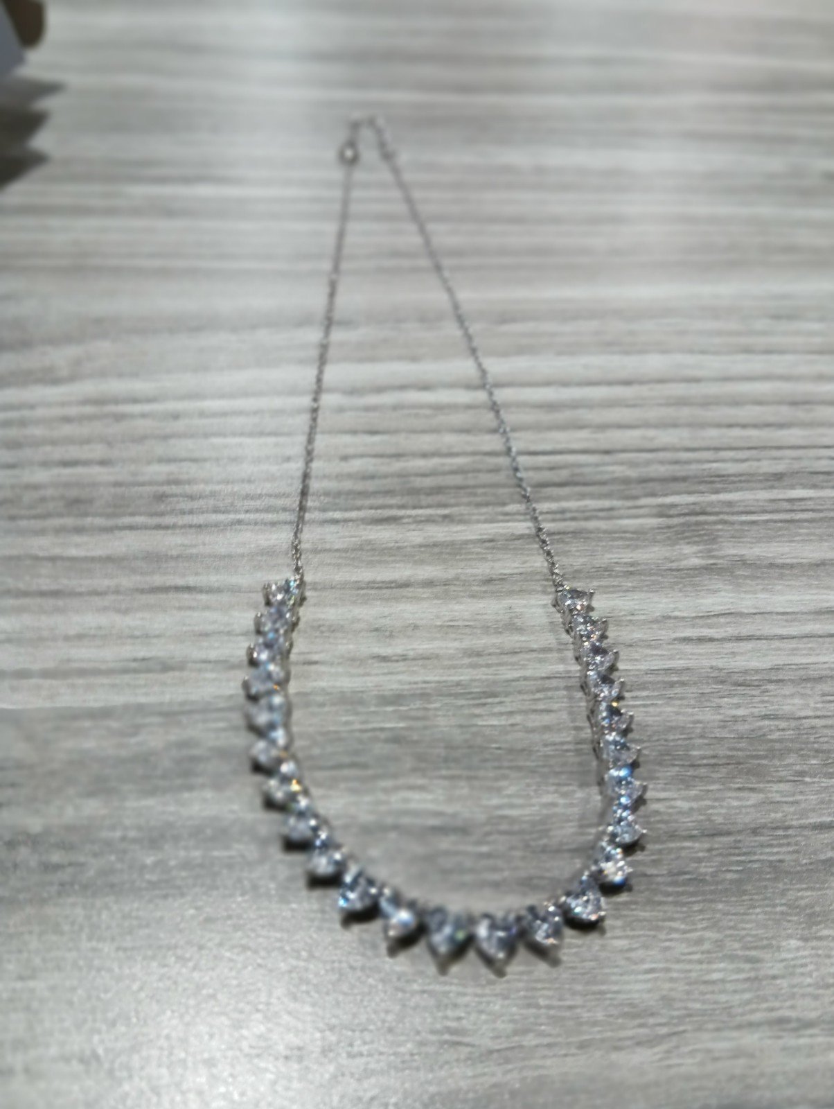 9 3/5 Carats Heart Shaped Diamond Necklace Set on Sterling Silver S925 Beautiful