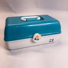 Vintage Caboodles Blue White Tiered Makeup Travel Case Model 5626 With Mirror