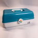 Vintage Caboodles Blue White Tiered Makeup Travel Case Model 5626 With Mirror