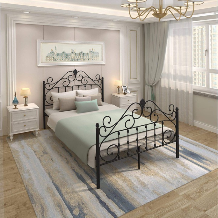 Metal Platform Full Bed Frame Headboard Bedroom Furniture Box Spring Mattress Bl
