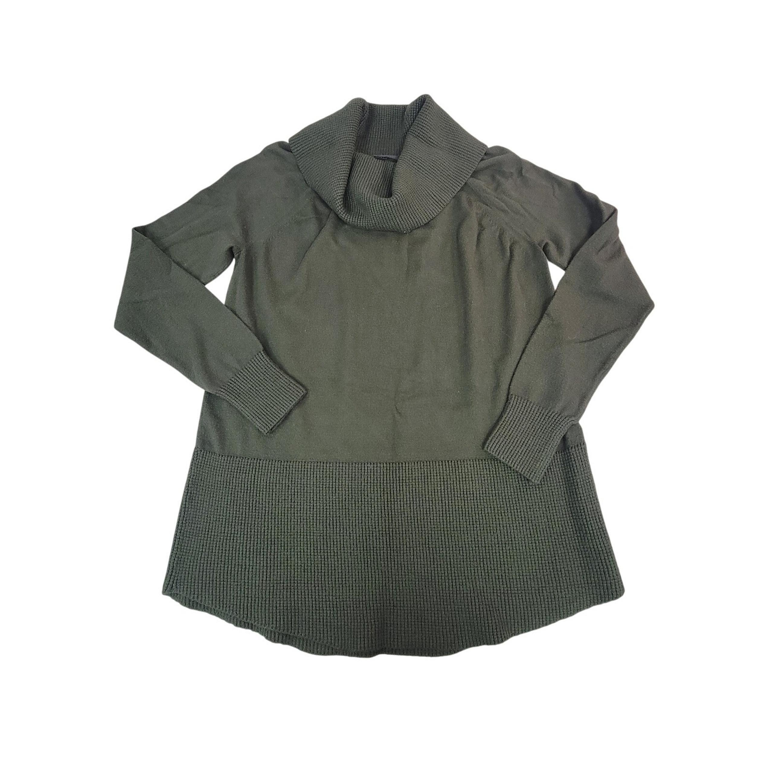 Cyrus large Green Long Sleeve Cowl Neck Turtleneck Sweater
