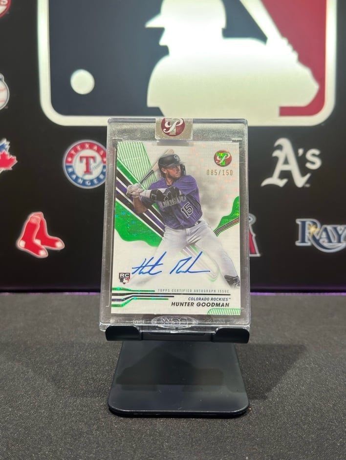 Hunter Goodman RC Auto /150 (085/150) Topps Rookie Green Sparkle Colorado Rocki