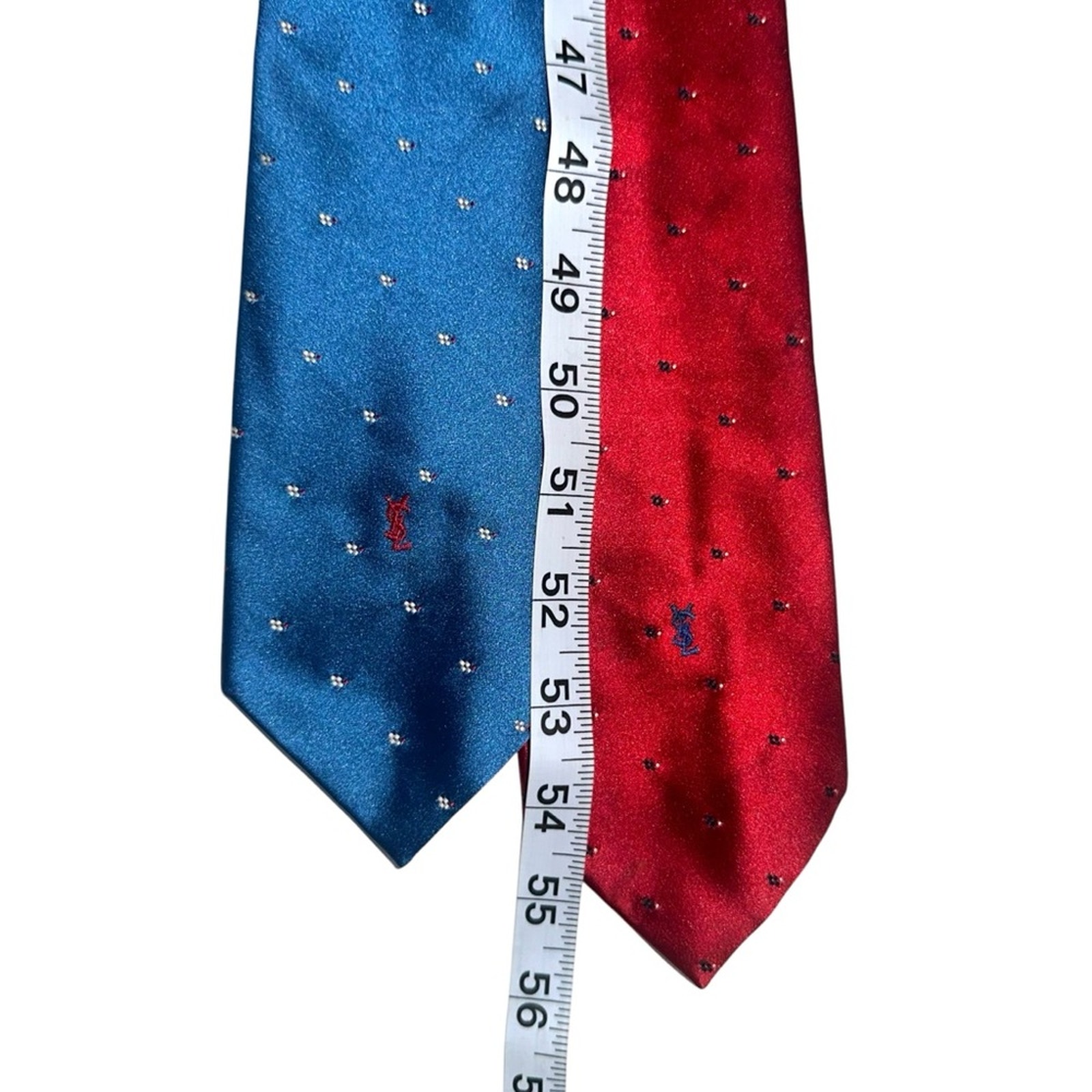 【関税＆送料込み】Saint Laurent Tie Yves Saint Laurent YSL Navy Tie Red And White Stripes Preppy