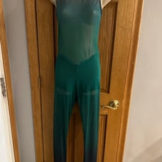 THE LINE UP GREY GREEN OMBRÉ MESH UNITARD DANCE COSTUME ADULT LARGE