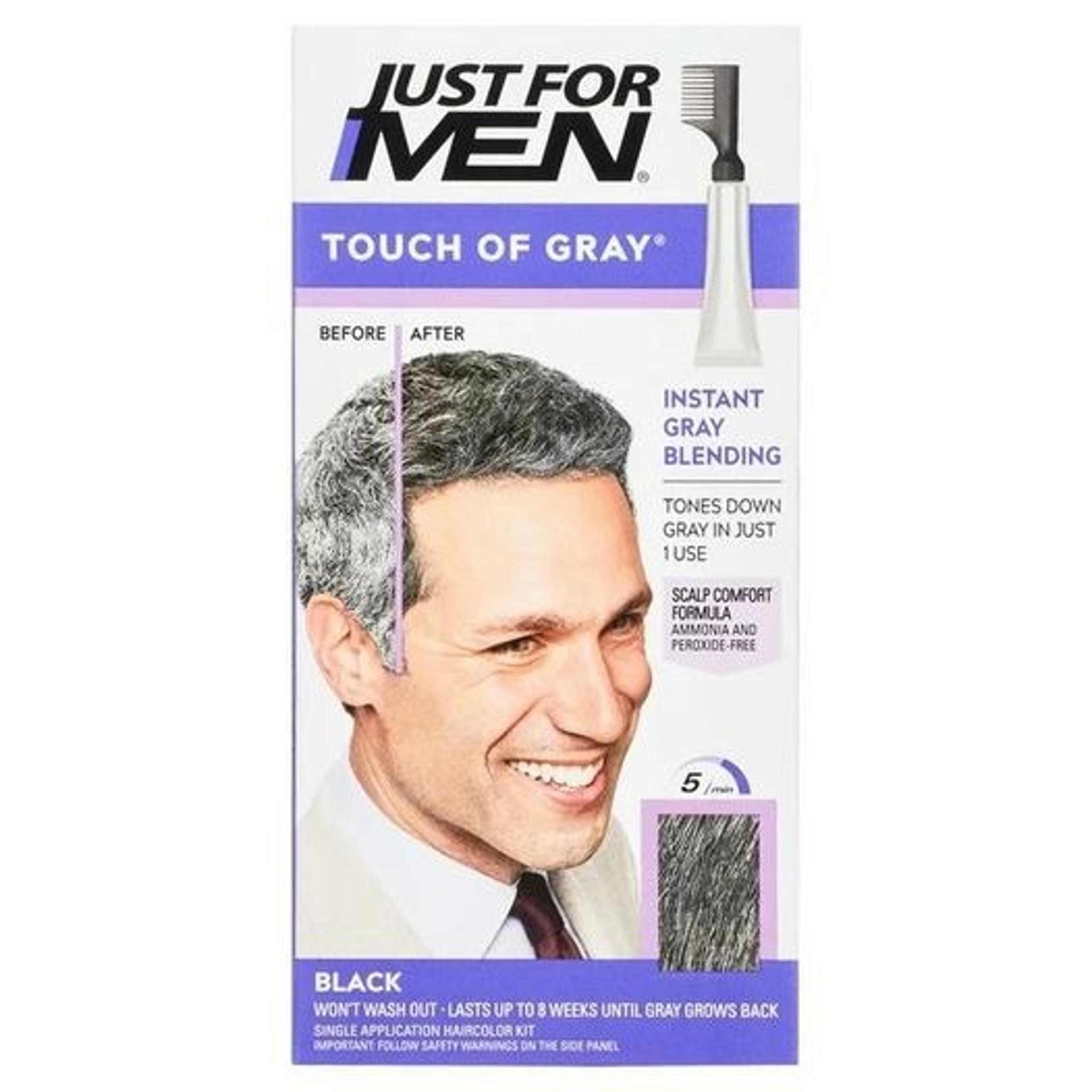 2 Just For Men Touch of Gray Hair Color with Comb Applicator, T-55 Black.