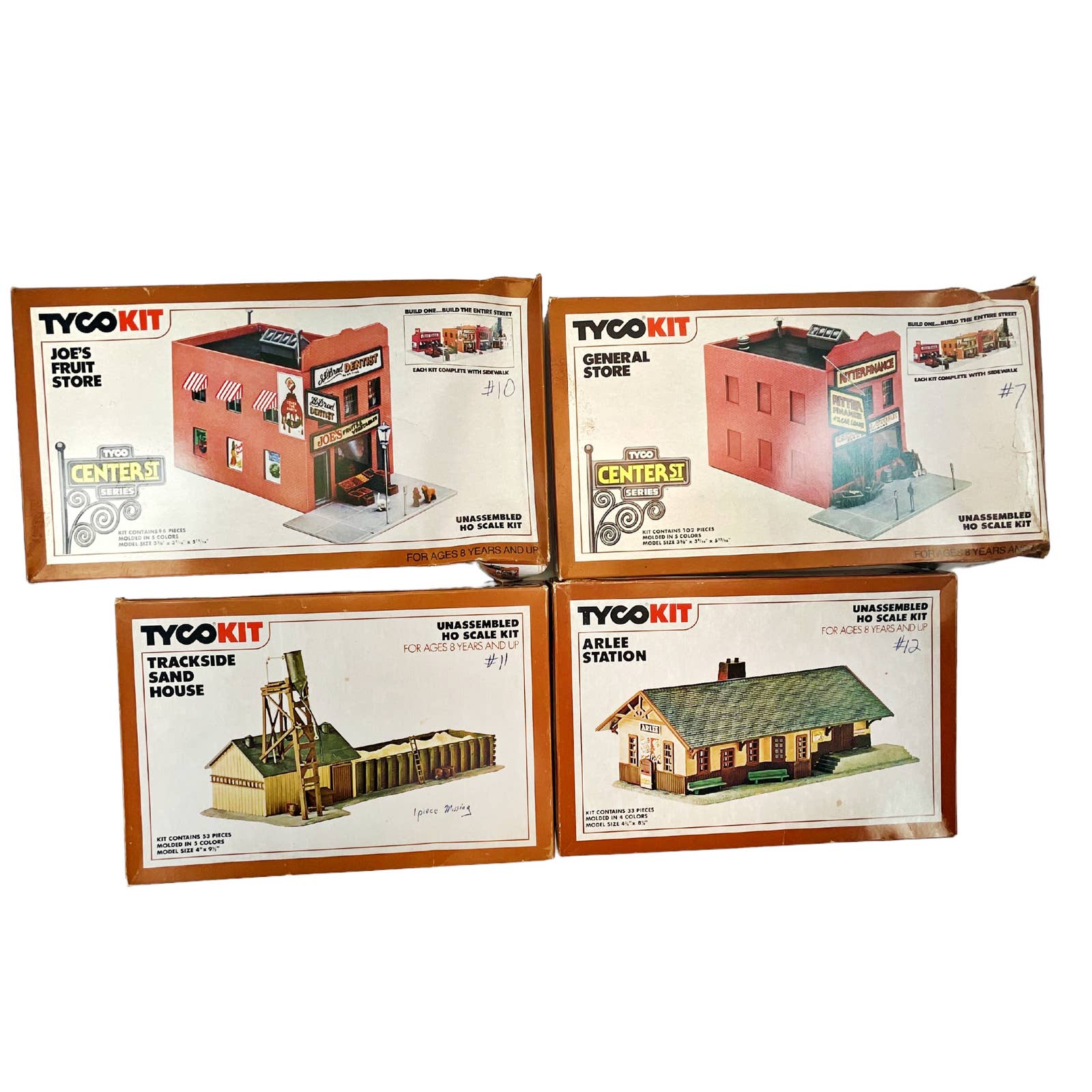 Lot of (4) Tyco Kits Arlee Station, Sand House, General Store, Joes Fruit Store