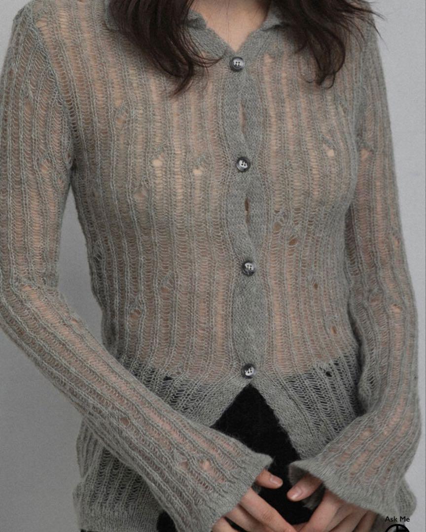 トップス feather damage cardigan nov-feather-yarn-holland06-