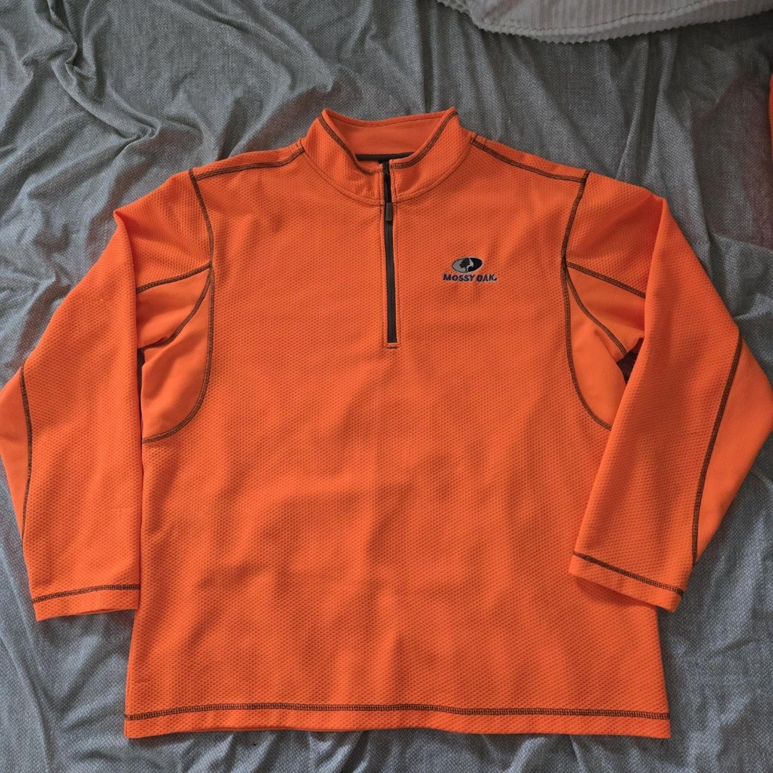 Mossy Oak Neon Orange Quarter Zip Pullover Sweater Men XL Trap Y2K Hunting Trend