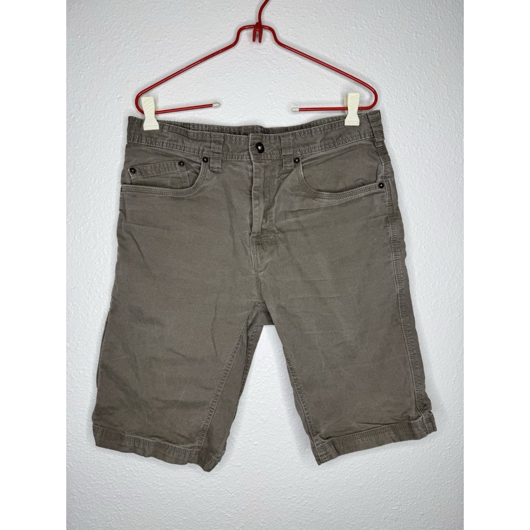 Prana Bronson Shorts Mens 32x11 Organic Cotton Stretch Green Outdoor Hiking Gorp
