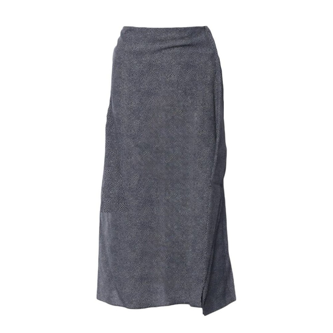 Equipment Climmie Navy Blue Dot Print High Waist Lightweight Midi Skirt Size M