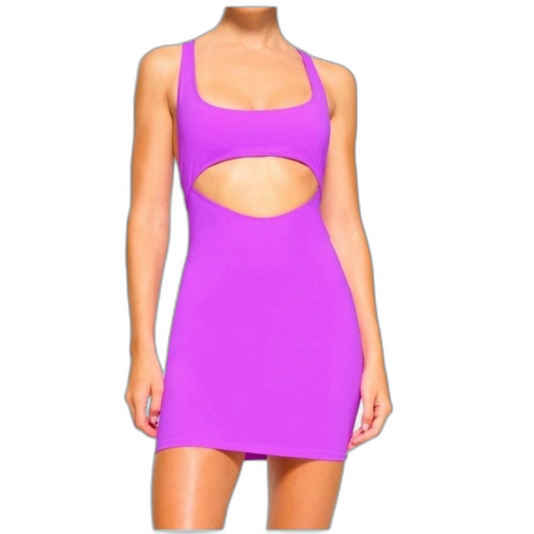 Skims Signature Recycled Swim Cut Out Tank Dress in color taffy size 3X