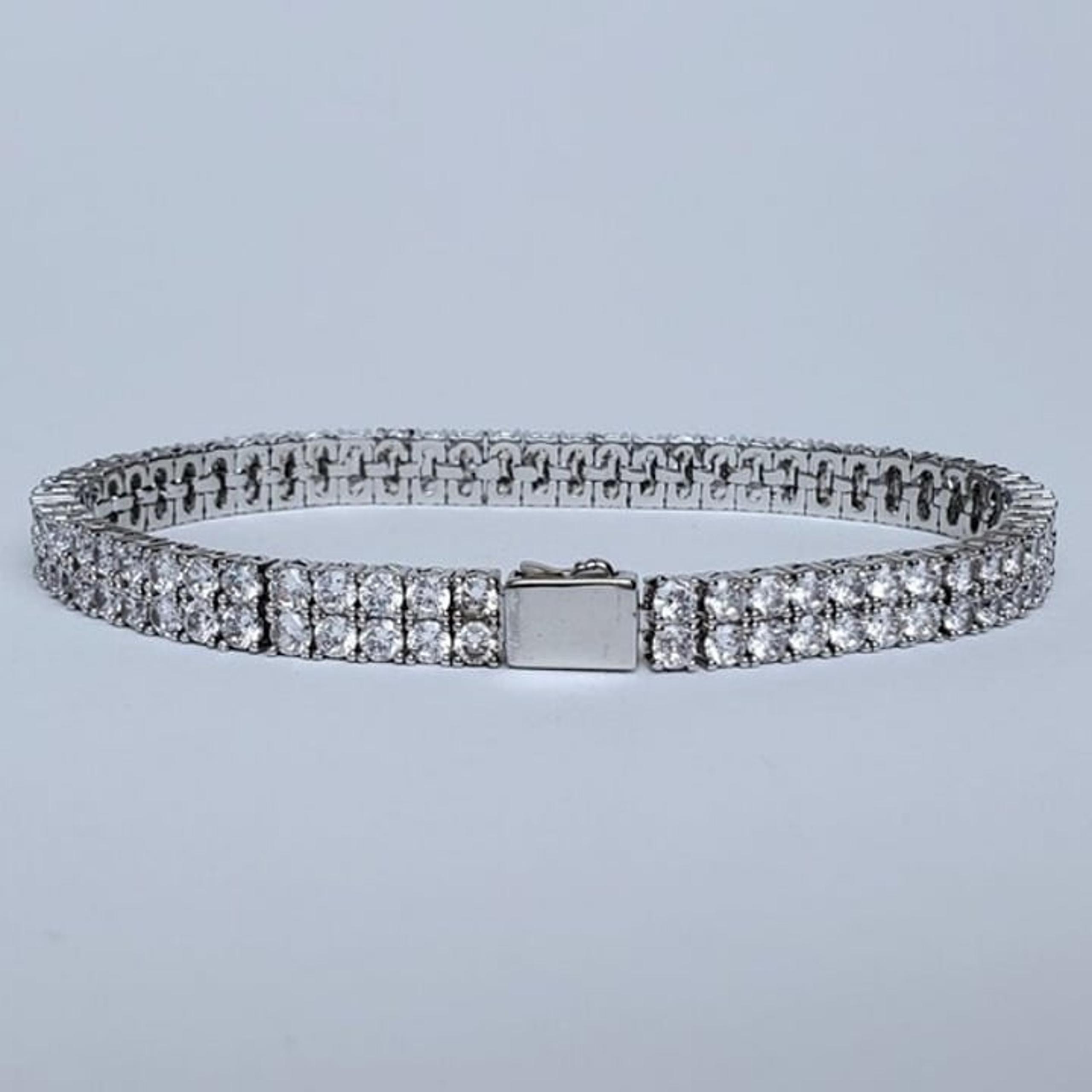 2ct Diamond 8" Womens 2 Row 14K White Gold Tennis Bracelet 14 K Silver Jewelry