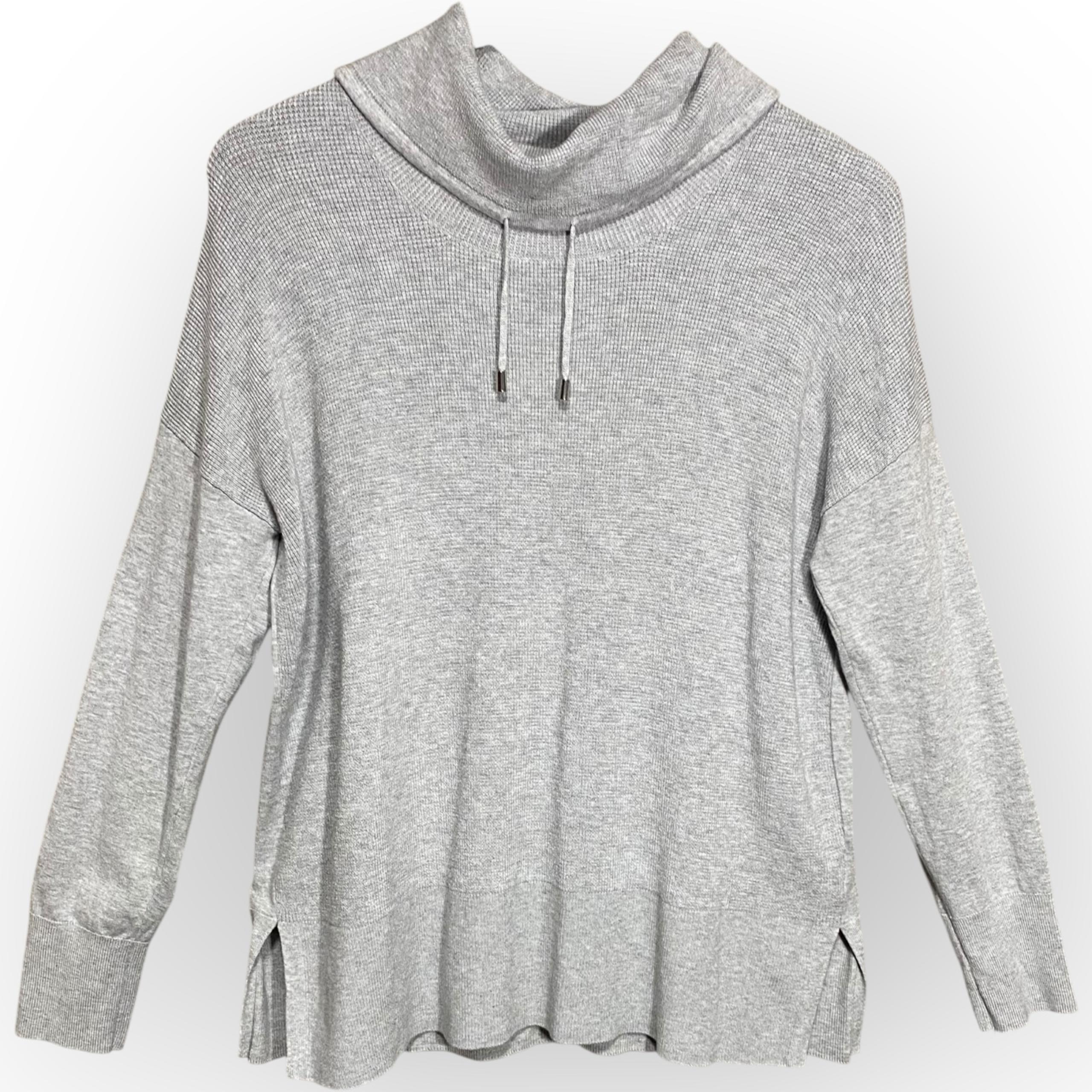 Ellen Tracy Light Gray Cowl Neck Knit Pullover Sweater Top Size Medium
