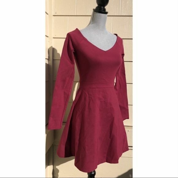 SUNDAY BEST by Aritzia Sparrow Maroon Red Dress Fit & Flare