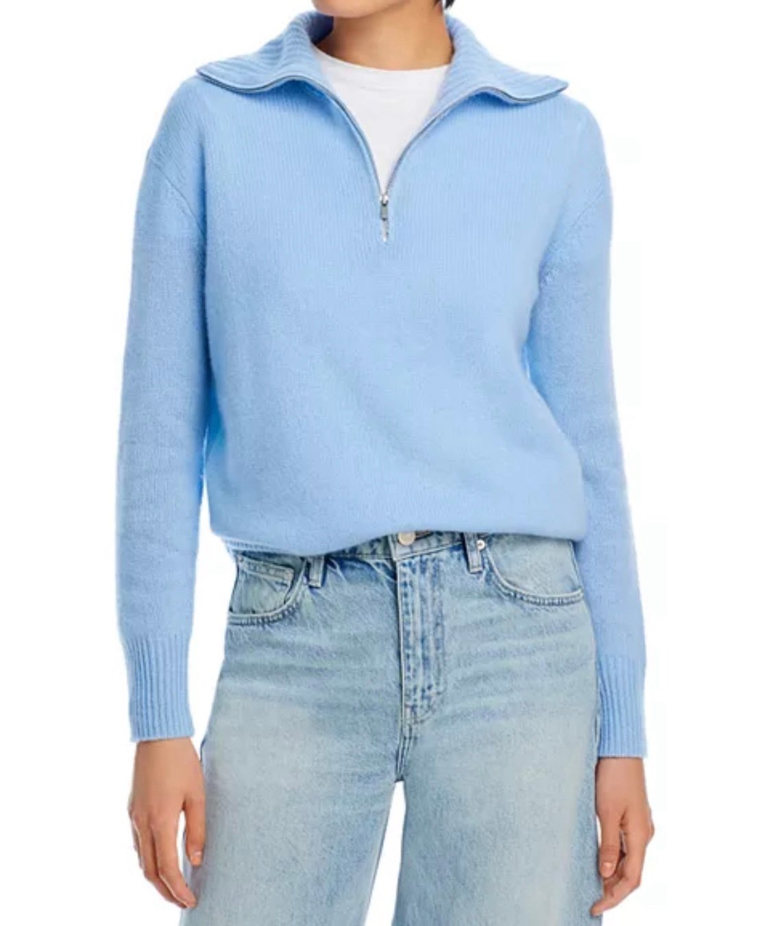 c by bloomingdale’s cashmere drop shoulder half zip cashmere sweater | free ship