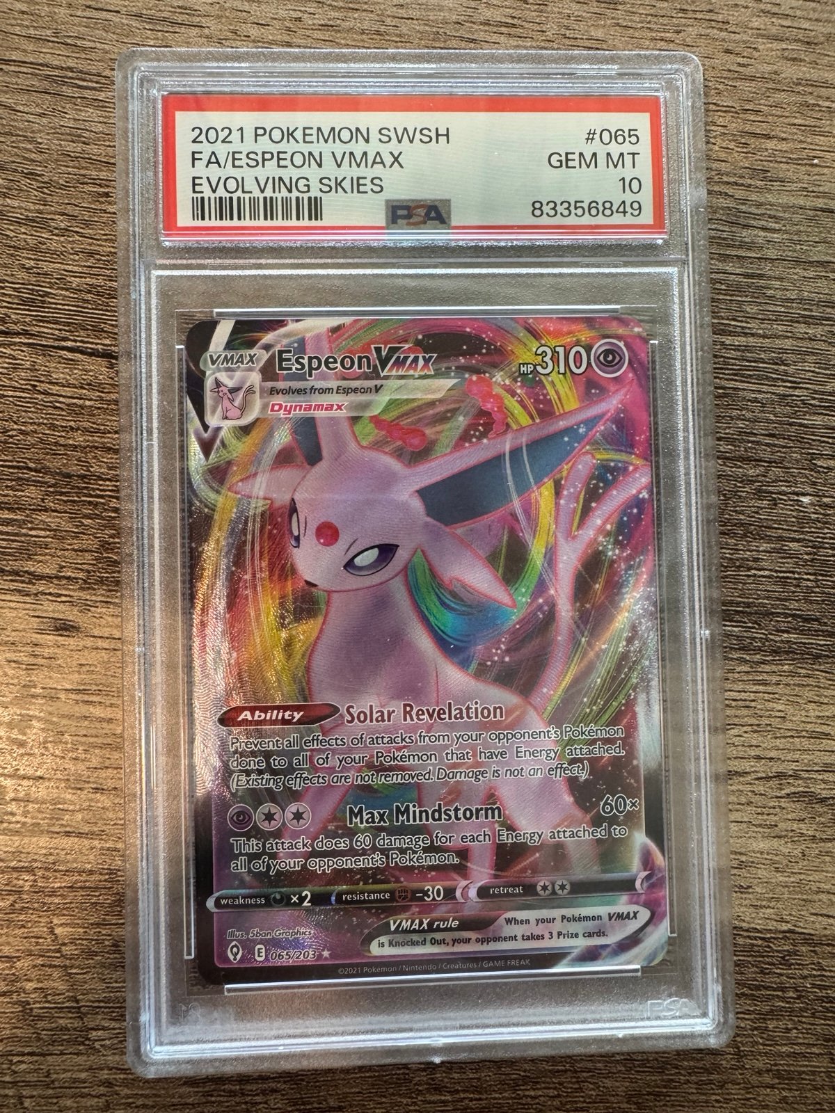 PSA 10 GEM MINT Espeon VMAX - Evolving Skies #065/203 - Pokémon SWSH