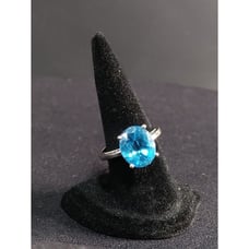 Vintage Aquamarine Blue Topaz 14K White Gold Ring