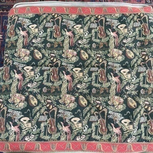 Vintage Tapisserie Tapestry Designs Renaissance Woven Art Music Harp Bird Lute 5
