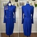 Vintage St John 3pc Skirt Suit Santana Knit Cobalt Blue Silk Scarf M 10