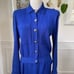 Vintage St John 3pc Skirt Suit Santana Knit Cobalt Blue Silk Scarf M 10
