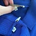 Vintage St John 3pc Skirt Suit Santana Knit Cobalt Blue Silk Scarf M 10