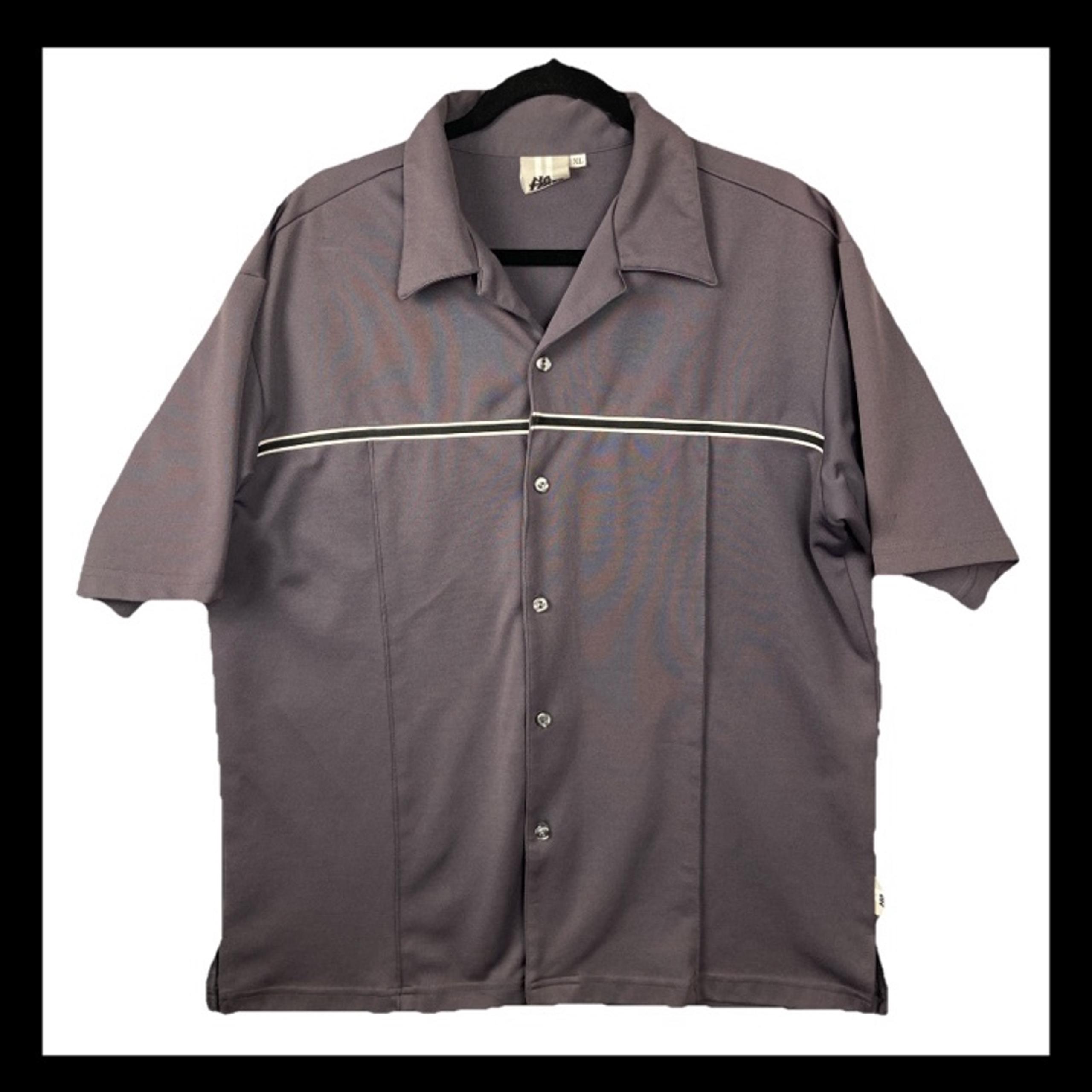 Vintage No Fear Bowling Shirt Men’s XL Polo Button Up Gray Bar Party USA Made