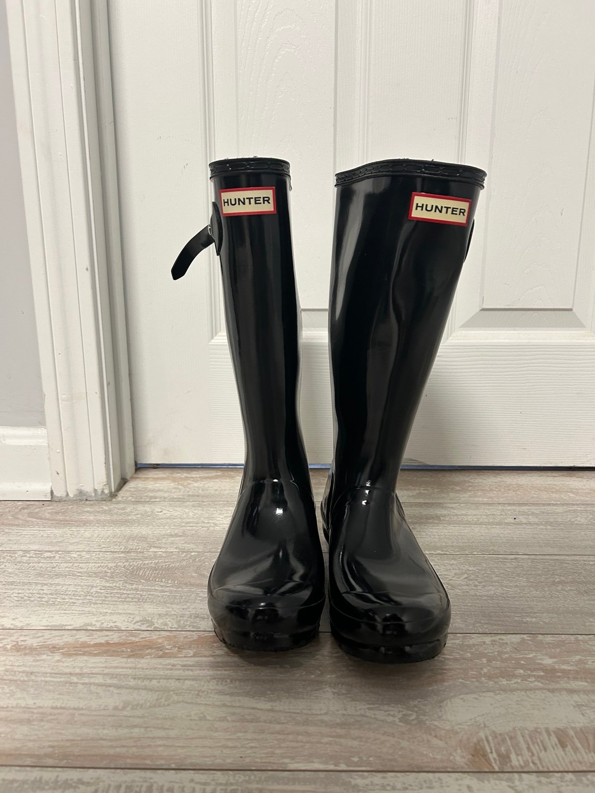 Hunter Original Gloss Chelsea Boots in Black Kids 5G/4B