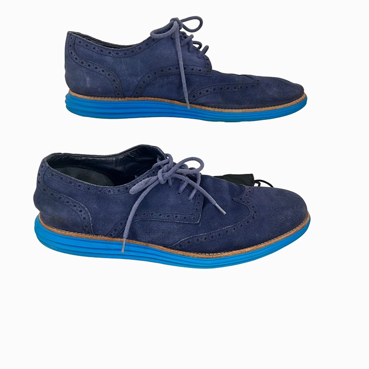 COLE HAAN BLUE SUEDE LUNAGRAND LUNARLON WINGTIP OXFORD LOAFER w/ BAG