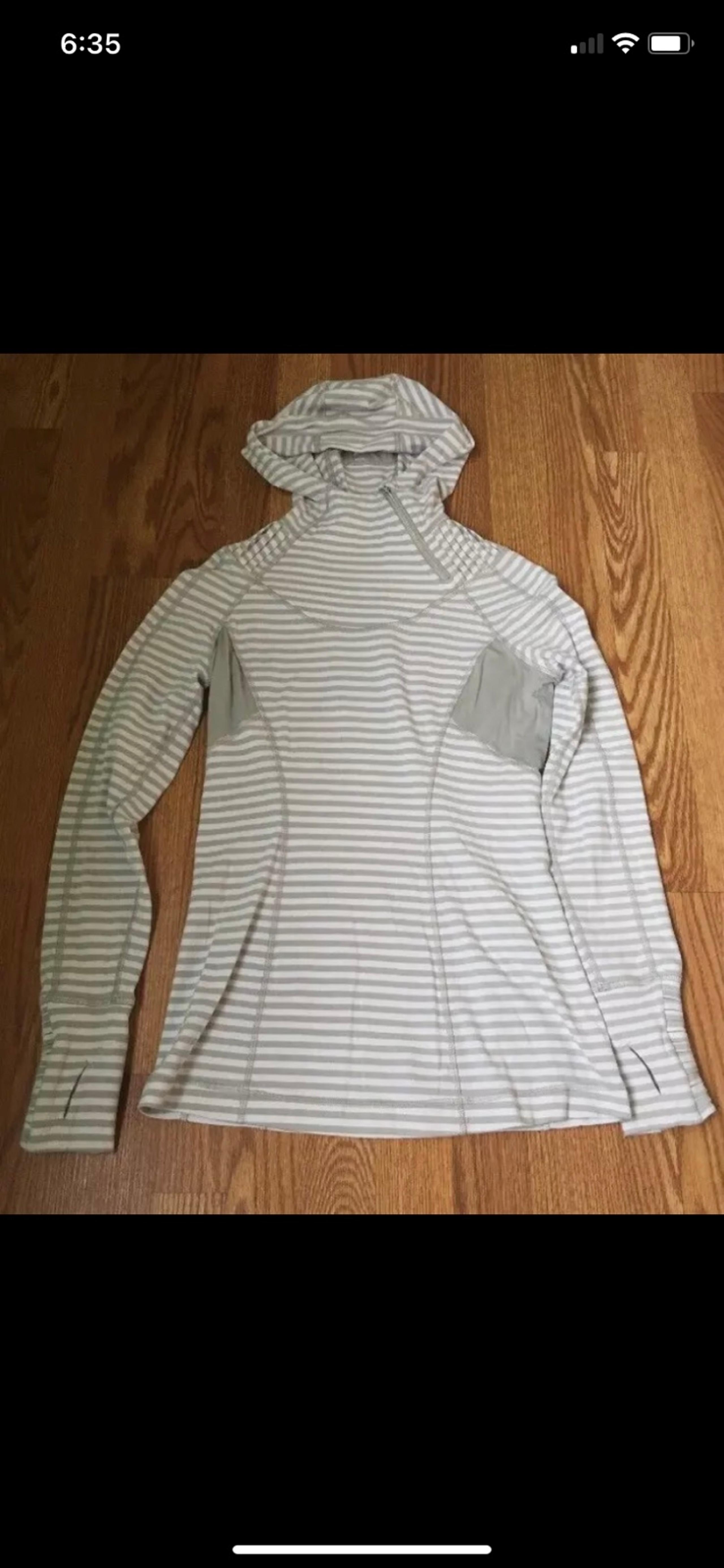 NWOT Lululemon Striped Silver Think Fast Hoodie Pullover  8, Rare