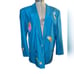 Vintage Elisa teal silk with feather details jacket boho
