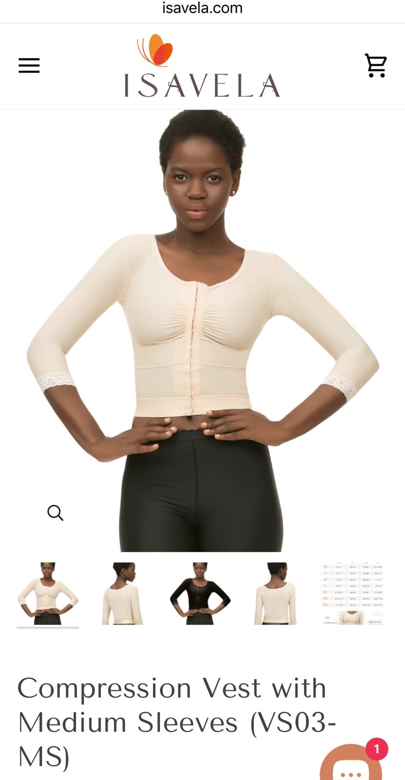 ISAVELA Post-Op Compression Vest w/Medium Sleeves ARM LIPO, NEW SEALED 91 ret!