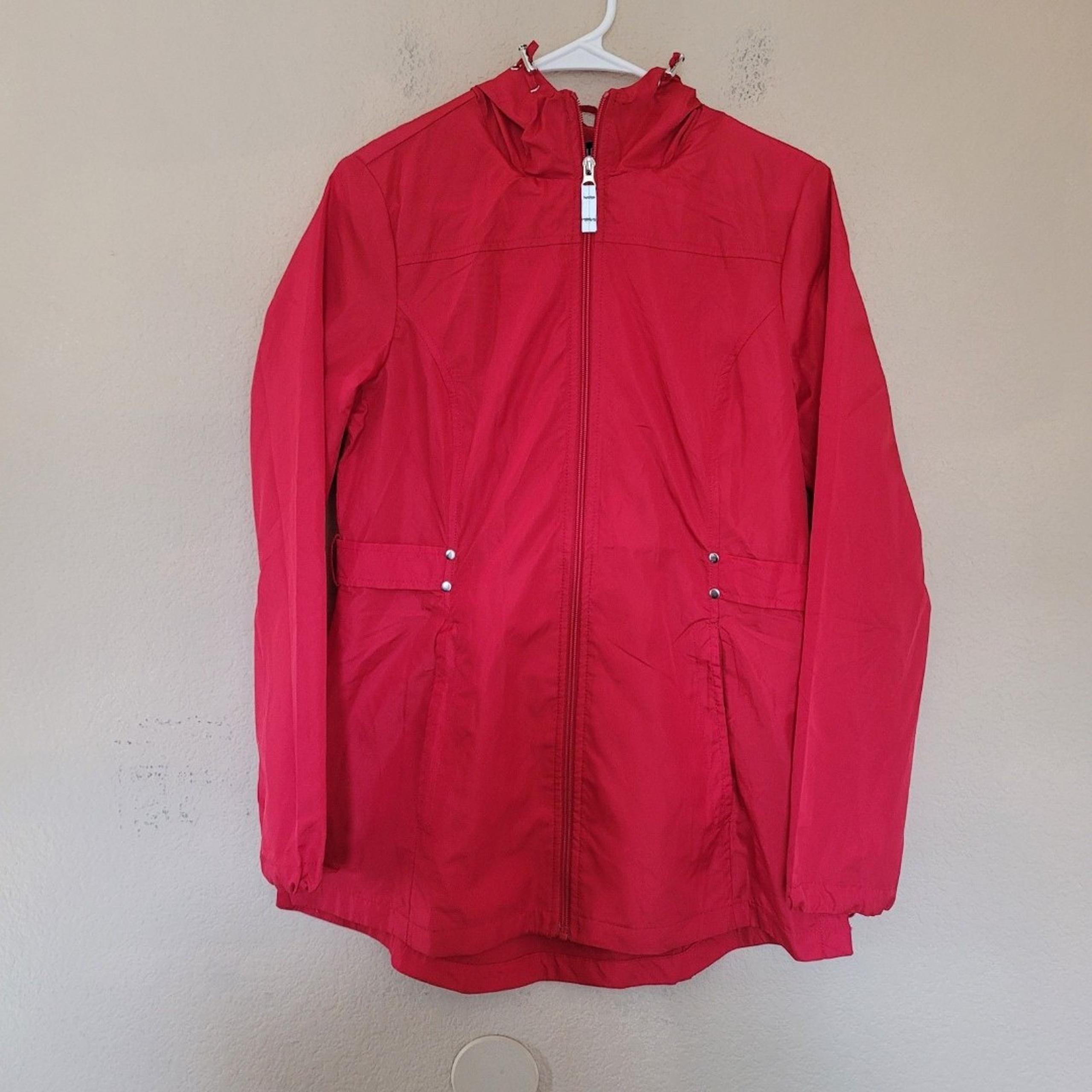 Jones New York Women's Rain Jacket Parka In A Pocket Windbreaker Coat Size Small