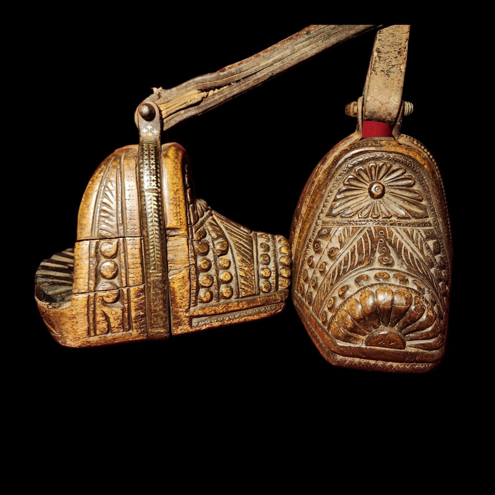 South American Trapadero Carved Wooden Stirrups