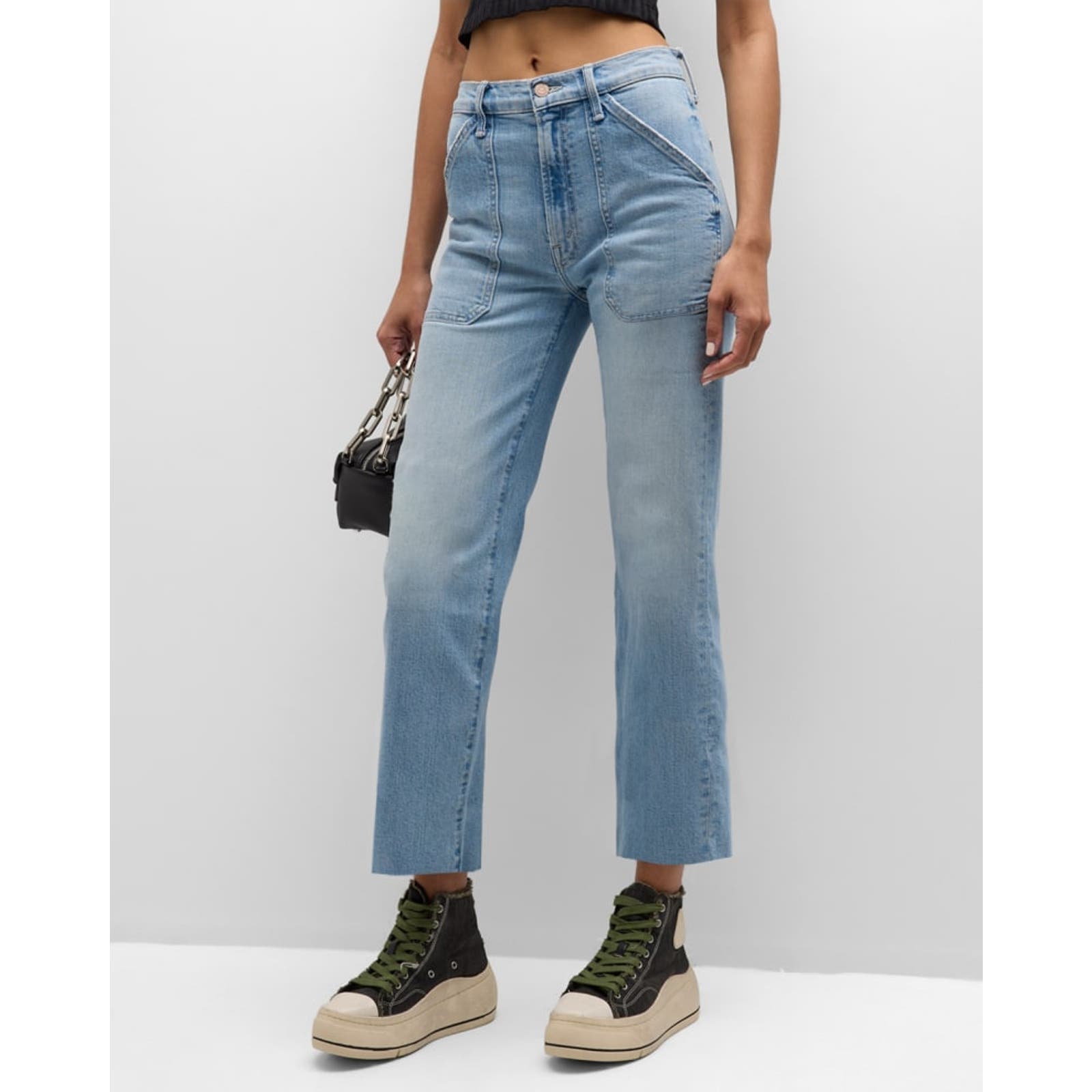 Mother The Patch Rambler Ankle Jeans High Rise Norway Dude Blue Size 27 NWT