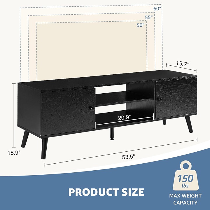 Black TV Stand for 55 60 inch TV 3m2uf